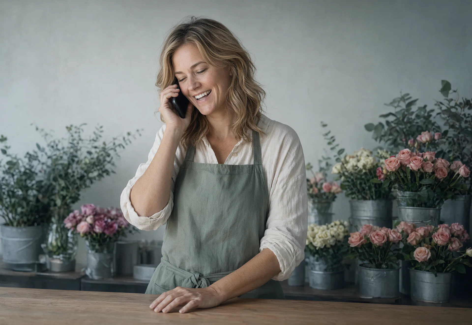 A florist taking an order over the phone
